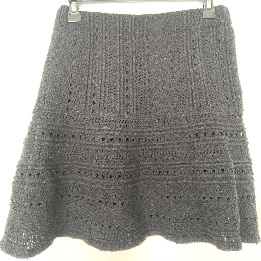 Zara black Knit Crochet A-line mini skirt, size small